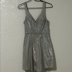 Silver Sequin Sleeveless Dress